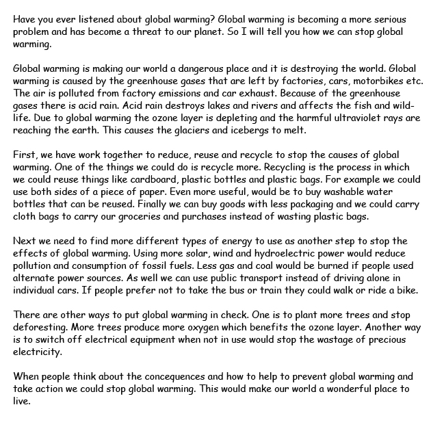 Thesis statement on global warming