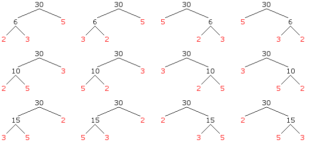 All Factor Trees for the number 30