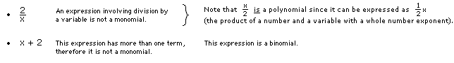 Examples of Expressions Which Are NOT Monomials