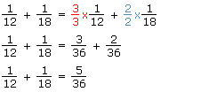 Use the lowest common denominator to add the fractions