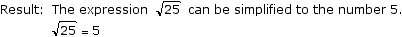 The square root of 25 example