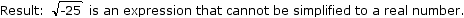 The square root of -25 example