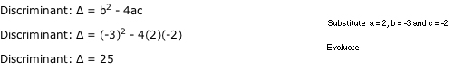 Discriminant Calculation for Example Two