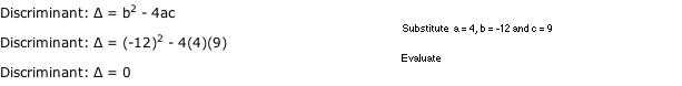 Discriminant Calculation for Example Three