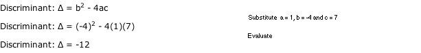Discriminant Calculation for Example Four