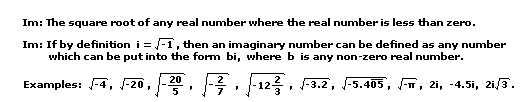 Imaginary number examples