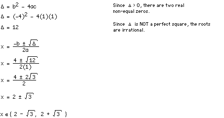 Solve by using the Quadratic Formula