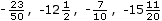 Examples of negative rational numbers expressed as fractions (or mixed numbers)