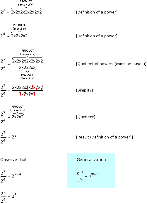 Quotient of Powers (Common Base) Example/Explanation
