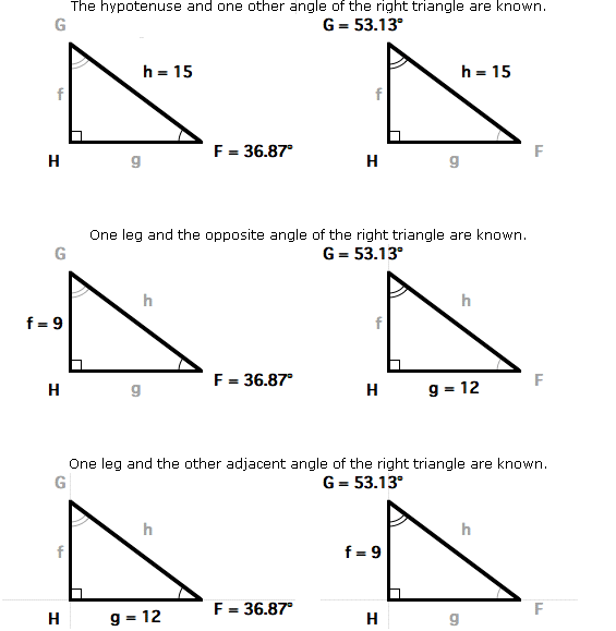 Right Triangle (Solve) - One Side and One Other Angle are Known