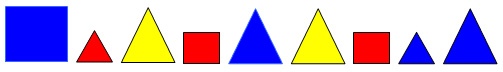 grand carré petit triangle, grand triangle, petit carré, grand triangle, grand triangle, petit cané, petit triangle, grand triangle