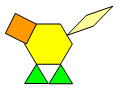 Patron représentant l'iguane d'un an, formé d'un hexagone, deux triangles, un carré et d’un losange.