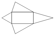 Pyramide à base 
                               	    rectangulaire (ou pentaèdre)
                               	    dissymétrique